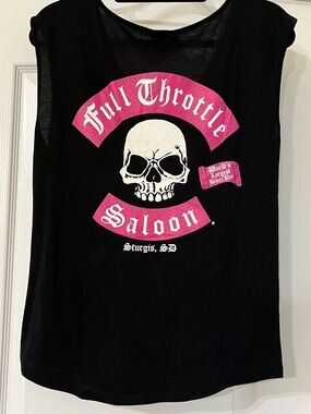 Full Throttle Saloon World’s Largest Biker Bar Sturgis SD. Blk SS VNeck Tank Top